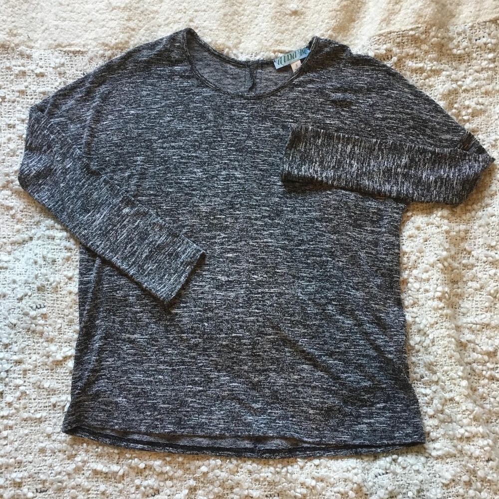 Dina Be Loose-Fit Speckled Gray Sweater w Zipper S